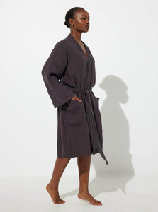 In Bed Robes 100% Linen Robe IN BED 100% Linen Robe in Kohl