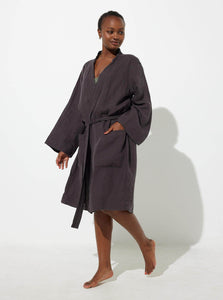 In Bed Robes 100% Linen Robe IN BED 100% Linen Robe in Kohl