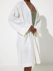 In Bed Robes 100% Linen Robe IN BED 100% Linen Robe in White