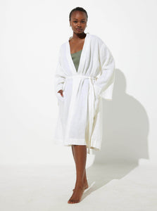 In Bed Robes 100% Linen Robe IN BED 100% Linen Robe in White