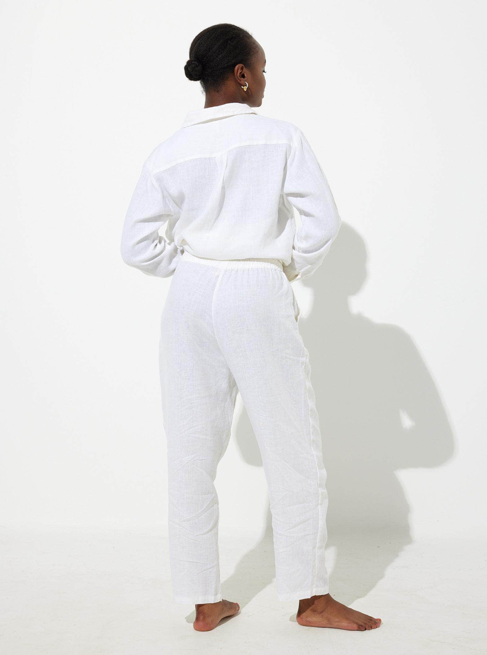 IN BED 100% Linen Pants in White - RIISE