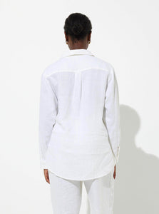 In Bed Sleepwear Shirt 100% Linen Shirt IN BED 100% Linen Shirt in White