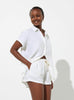 In Bed Sleepwear Shirt 100% Linen Short Sleeve Shirt IN BED 100% Linen Short Sleeve Shirt in White
