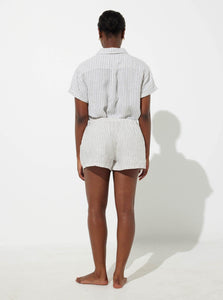In Bed Sleepwear Shorts 100% Linen Shorts IN BED 100% Linen Shorts in Grey & White Stripe