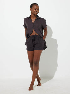 In Bed Sleepwear Shorts One 100% Linen shorts IN BED 100% Linen shorts in Kohl