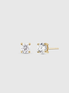 Monarc Jewellery Coeur Solitaire Diamond Earrings. 9k Yellow Gold