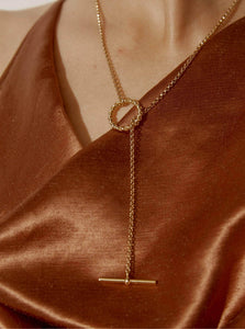 Monarc Jewellery Pendant Necklace 50 cm Corda T-Bar Necklace Gold Vermeil