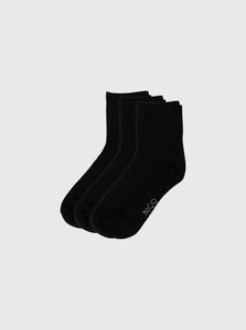 NICO Socks One Size Recycled Cotton Quarter Socks 3 Pack NICO Recycled Cotton Quarter Socks 3 Pack Black